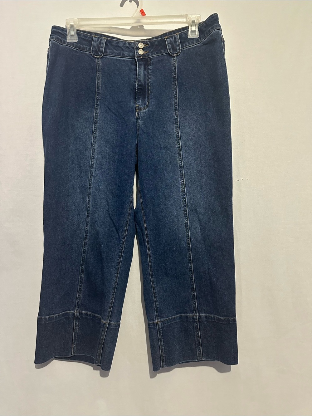 Cato Dark Indigo Cropped Wide Leg Jean Capris Women's Size 16 Casual Denim